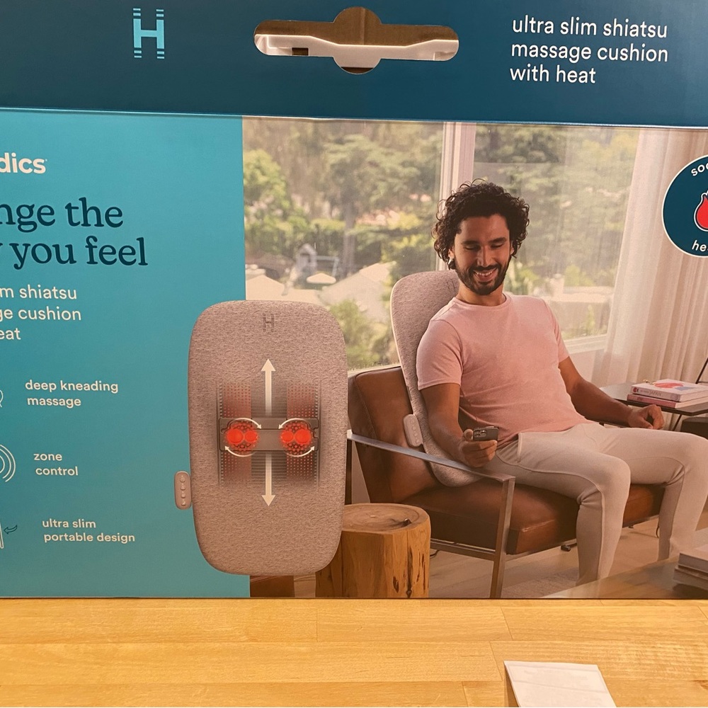 Homedics Ultra Slim Massage Cushion with Heat - Gray